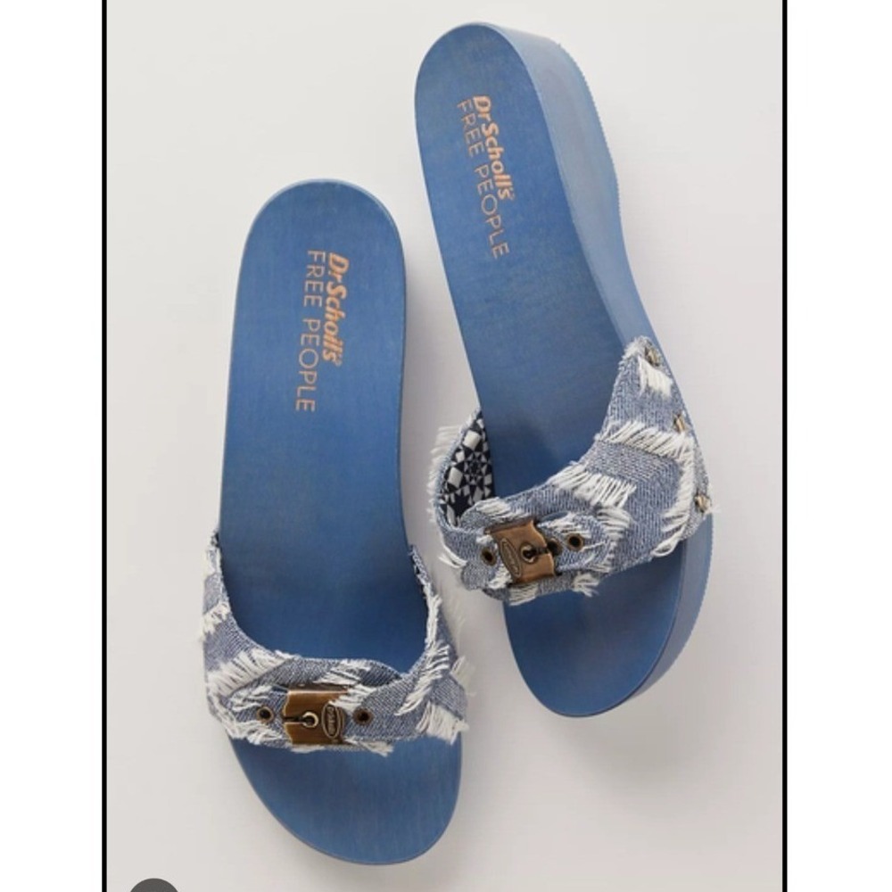 Dr. Scholl's x Free People Original Wood Clogs Denim Blue Slide Sandals- 9